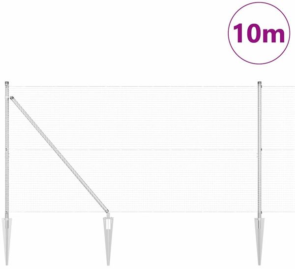 vidaXL Schweißdrahtzaun mit Spikes 10 x 1,4 m Verzinkter Stahl Silber 3351936 Bild 3