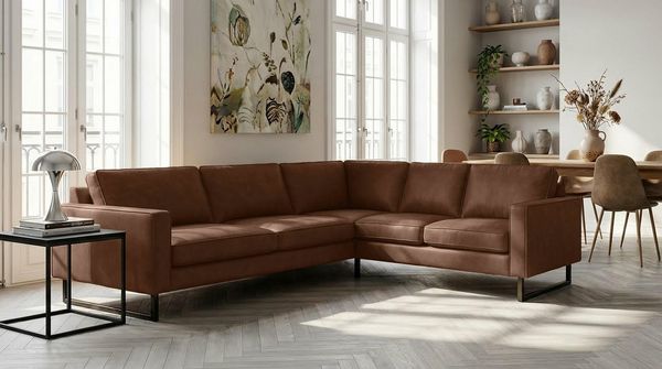 Places of Style Ecksofa Pinto, 250/290 cm, langer Schenkel, XXL, Ottomane, Cord, Feincord, Luxus-Microfaser Leder und Chenille