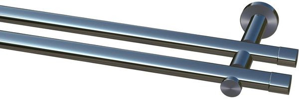 Garduna Gardinenstange Ø 20mm / 1- oder 2-Lauf, 2-läufig, kürzbar, Metall, 2-lauf 1-lauf, Gardinenstange komplett, hochwertig, Fixmaß, 20mm