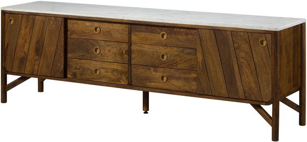 Sideboard Mango 200 x 45 x 65 braun geölt / echter Marmor LOS ANGELES #13