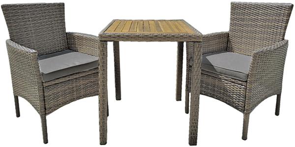 Balkonset DAKOTA 3-teilig braun Polyrattan Garten Sitzgruppe Outdoor Braun Set