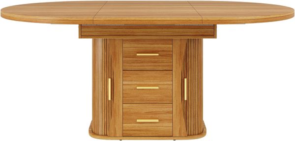 Ausziehbarer Beistelltisch MDF in Walnuss, 118-158 x 118 x 77 cm, mit Stauraum und Klappmechanismus Bild 6