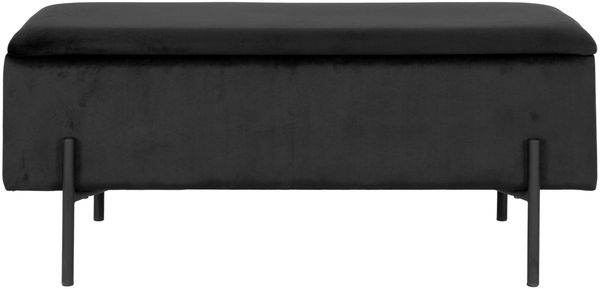 Truhenbank >Watford< in Schwarz, Stoff - 95x46x36,5cm (BxHxT)