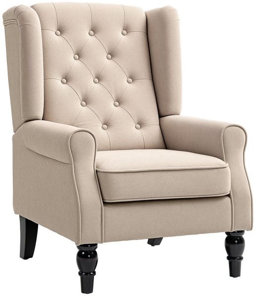 HOMCOM Sessel (Loungesessel, 1-St, Gepolstert Relaxsessel), für Wohnzimmer, Schlafzimmer, Beige Bild 2