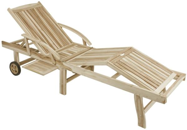 Sonnenliege JAVA klappbar Teak Liege Garten Ablageboard