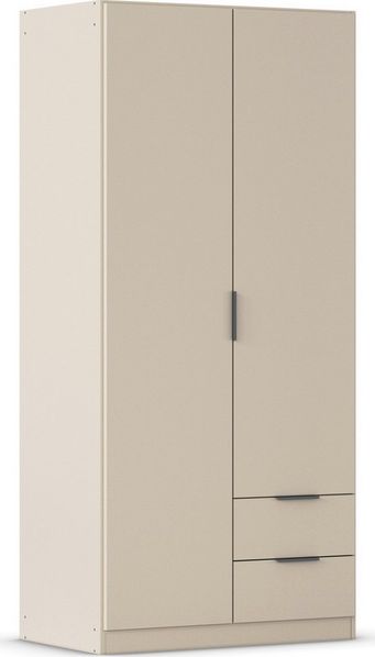 Rauch Möbel Lagoa, Kleiderschrank, Garderobe für Schlafzimmer, Kinderzimmer, Jugendzimmer 2-türig, 2 Schubladen, mit Zubehör Classic, Farbe Beige, Breite 91