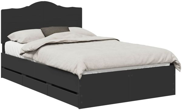 vidaXL Bettrahmen mit Schubladen Schwarz 120 x 190 cm Ingenieurs Holz 3413437 Bild 2
