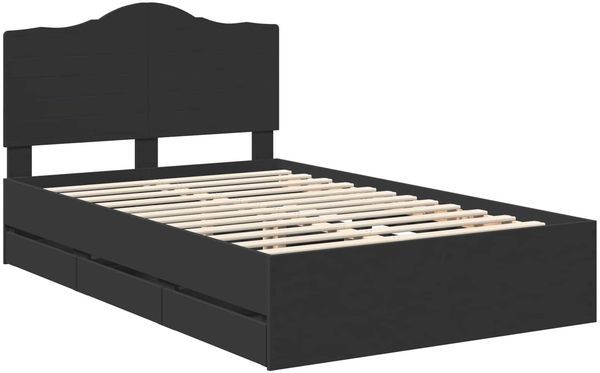 vidaXL Bettrahmen mit Schubladen Schwarz 120 x 190 cm Ingenieurs Holz 3413437 Bild 4