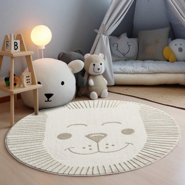 Carpet City Kinderteppich MARA714, rund, Höhe: 11 mm, Kinderzimmer Teppich Tiere Beige Spielzimmer