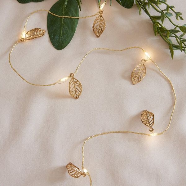 Lights4fun LED-Lichterkette 20er Micro Lichterkette goldene Blätter