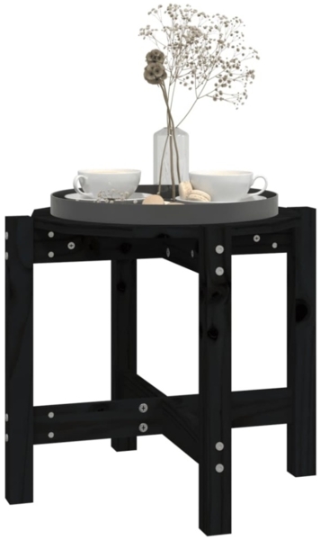 vidaXL Couchtisch Schwarz Ø 52,5x45 cm Massivholz Kiefer 822311 Bild 4