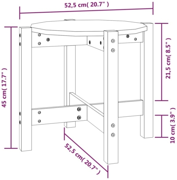vidaXL Couchtisch Schwarz Ø 52,5x45 cm Massivholz Kiefer 822311 Bild 3