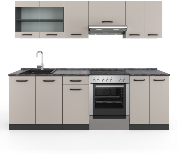 Küchenzeile R-Line Cashmere 240 cm , AP Anthrazit Vicco