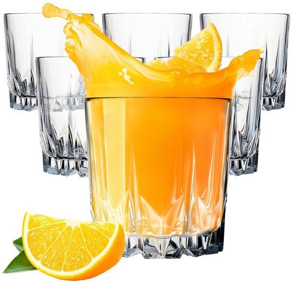 KONZEPT Gläser-Set Wassergläser Trinkgläser Set, Widerstandsfähiges Glas, 6-tlg, 6/12Set, 300ml, für Saft, Wasser, Cocktails, Gin Tonic, kalte Getränke