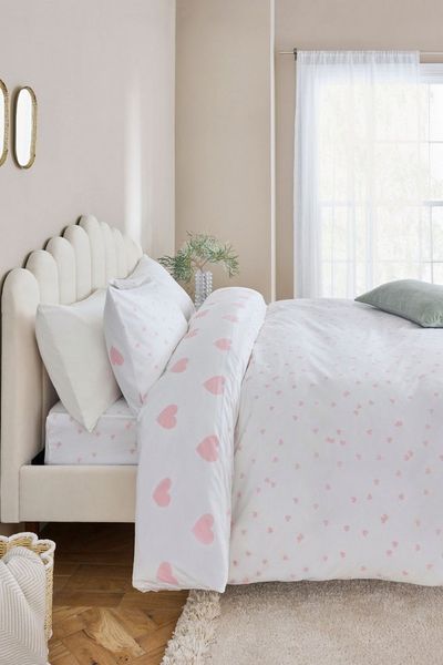 Next Bett-Set Wendbarer Bettbezug und Kissenbezug mit Herzmotiv, Bezug: Polyester (recycelt), Baumwolle