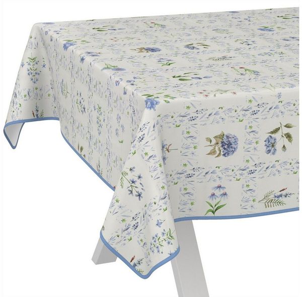 ANRO Tischdecke Wachstuch abwaschbar Blumenkaro Tischwäsche (Einzelstück 1-tlg), wasserabweisend pflegeleicht Floral Blau 100x140cm