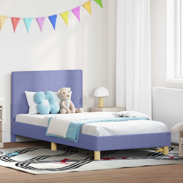 vidaXL Kinderbettgestell mit Kopfteil Jeans blau 90 x 190 cm Stoff 42010998