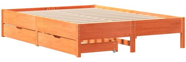 vidaXL Massivholzbett ohne Matratze Wachsbraun 160x200 Kiefernholz 3301706 Bild 3