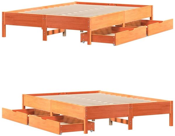vidaXL Massivholzbett ohne Matratze Wachsbraun 160x200 Kiefernholz 3301706 Bild 9