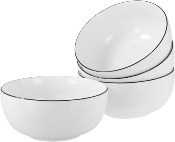 CreaTable Schale Allround Black Line, Buddha Bowl 16 cm 4-tlg, Porzellan, (Set, 4-tlg), Daily Use, Zeitlos