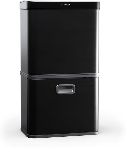 Klarstein Touchless Sensor-Mülleimer - 56L Küchen-Abfalleimer mit Bewegungssensor, 3-in-1-Mülleimer, Trennsystem, Soft-Close, Edelstahl, Schwarz
