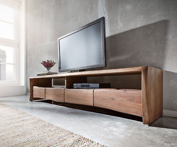 Lowboard Live-Edge 230 cm Akazie massiv Braun 4 Schübe