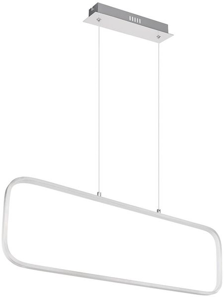 LED Pendelleuchte, Metall, Rechteck, silber opal, H 120 cm