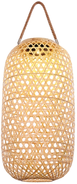 LED Solar Stehleuchte, Bambus, Korbgeflecht, H 56,5 cm