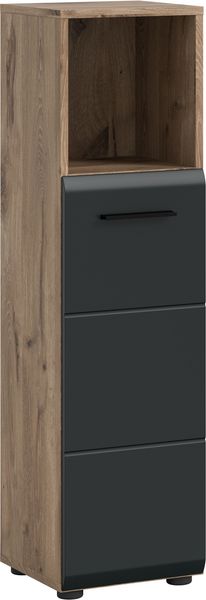 Hochschrank >Ice< in Nox Oak / Schwarz - 30x110x30cm (BxHxT)