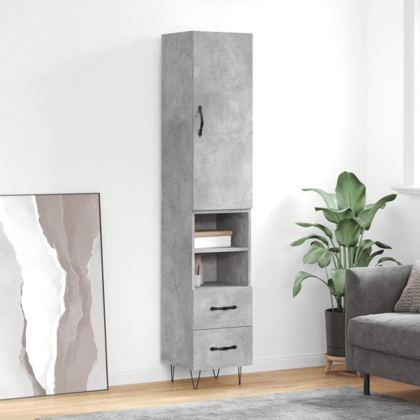 vidaXL Highboard Betongrau 34,5x34x180 cm Holzwerkstoff 3198949