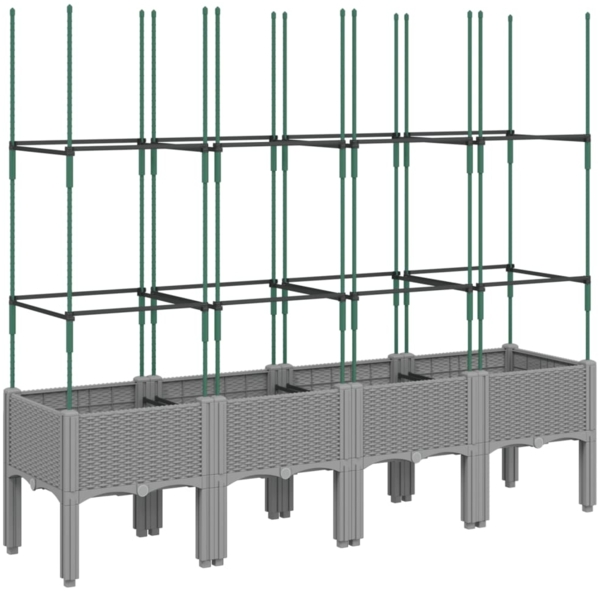 vidaXL Pflanzkübel mit Rankgitter Hellgrau 160x40x142,5 cm PP 367962