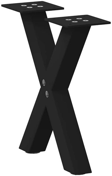 vidaXL Couchtischbeine X-Form 2 Stk. Schwarz 37x(30-31) cm Stahl 4012872