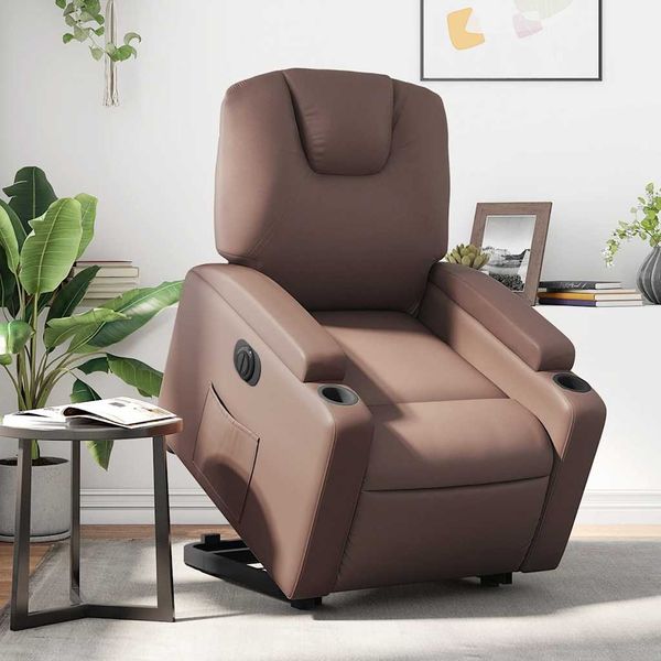 Relaxsessel, Fernsehsessel, Schlafsessel mit Aufstehhilfe Elektrisch Braun Kunstleder