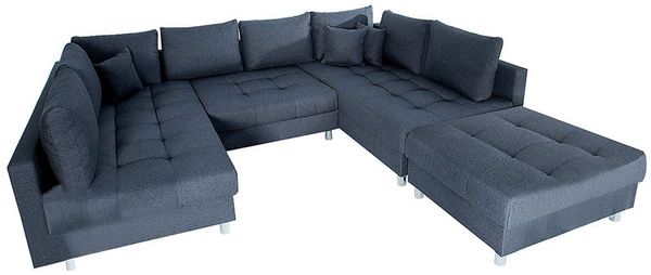 riess-ambiente Wohnlandschaft KENT 305cm anthrazit, Einzelartikel 1 Teile, Wohnzimmer · XXL · U-Form · Federkern · Stoff · Hocker & Kissen