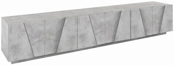Dmora TV-Schrank Aemilor, niedriges Wohnzimmer-Sideboard, Fernsehständer-Basis, 100 % Made in Italy, 244 x 44 x 46 cm, dunkler Zement,