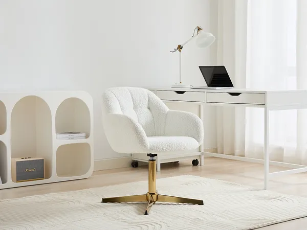 Vente-unique - LANCIEGA Office chair Stoff Weiß - B 61 cm x H 79 cm x L 59,5 cm