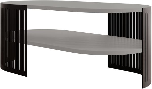 Couchtisch Fahugin Oval II (Farbe: Schwarz / Hellgrau)