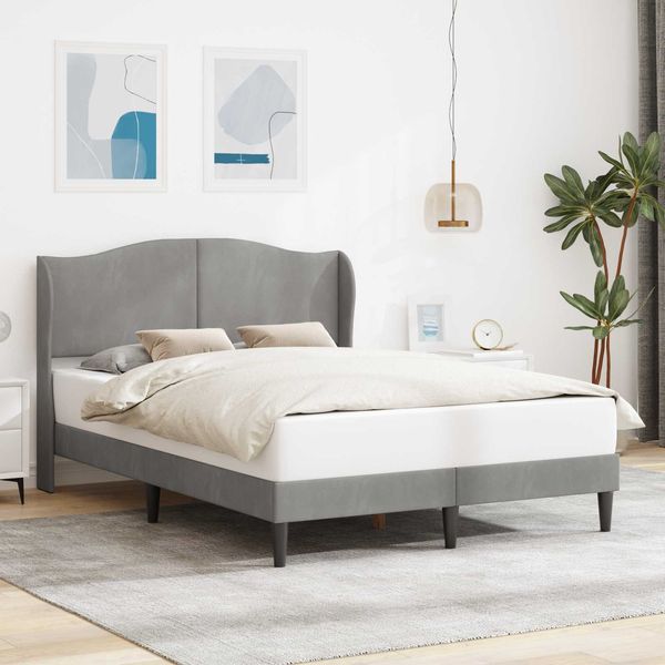 vidaXL Bettrahmen mit Kopfteil Hellgrau 160x200 cm Samt 42027929