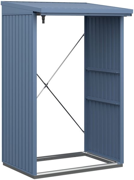 Hörmann Ecostar Metall Kaminholzregal Trend Typ 1, 123 x 103 cm, taubenblau, 123 x 103 x 198 cm (T x B x H)