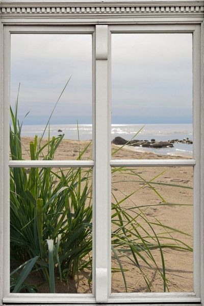 queence Wandsticker Strand, Wandsticker, Wandbild, selbstklebend, 3D, Fenster