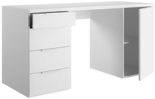 Schreibtisch Eboli / Espresso, Weiß, 146 x 75 x 60 cm