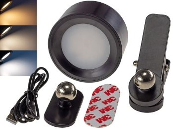 LED Akku Clip-Leuchte "CT-AKL3" Dimmbar, CCT 3000k-6000k, schwarz