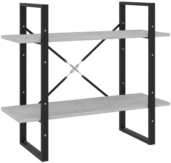 Bücherregal | Standregal 2 Fächer Betongrau 80x30x70 cm Holzwerkstoff