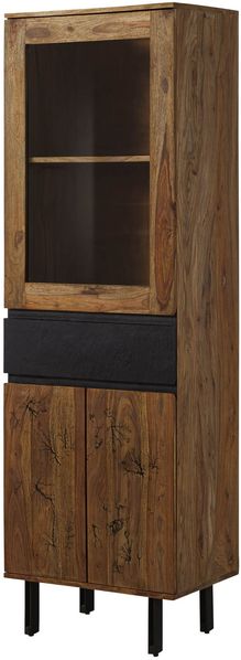 Vitrine Sheesham 60x40x190 natur unbehandelt LICHTENBERG #105
