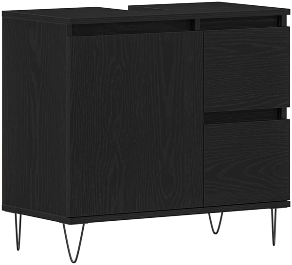 vidaXL Waschbeckenschrank mit Tür Schwarz Eichen-Optik 65 x 33 x 60 cm 862891