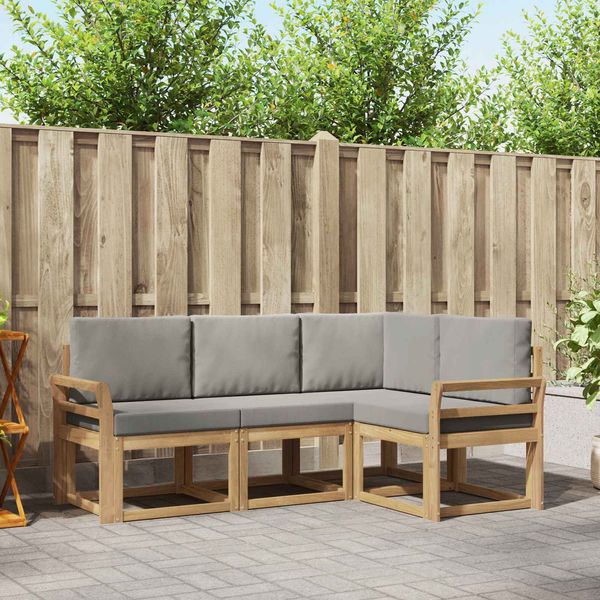vidaXL Outdoor-Sofagarnitur 4 pcs Weiß und Hellgrau 3387560