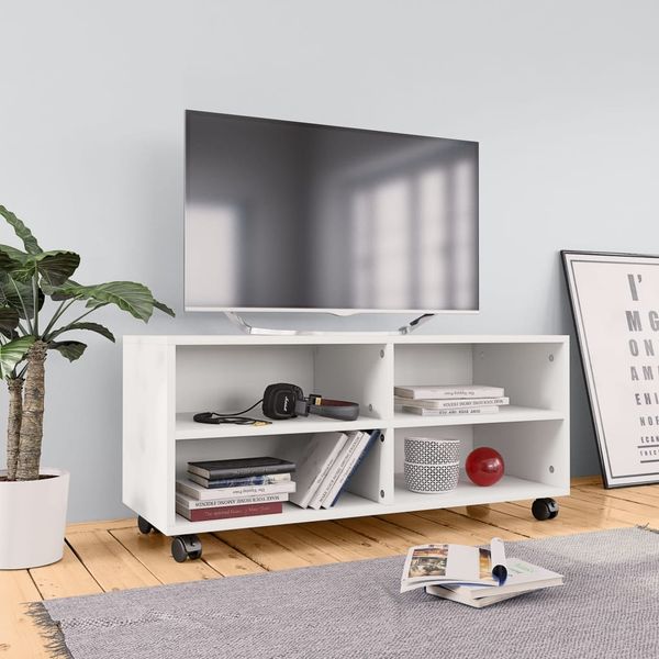vidaXL TV-Schrank mit Rollen Weiß 90x35x35 cm Holzwerkstoff 800180
