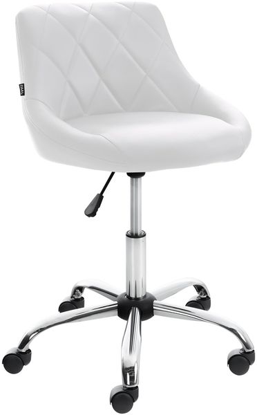 Arbeitshocker AARHUS - 47 x 49 x 71 cm, Kunstleder, Weiß | Arbeitsstuhl Drehhocker Rollhocker Bürohocker