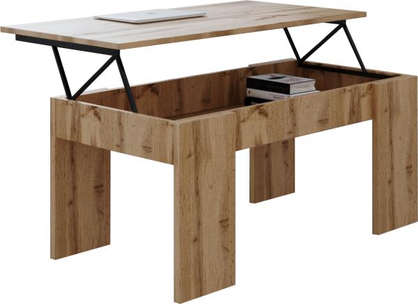 Domando Couchtisch Fermo Modern für Wohnzimmer Breite 100cm, ausklappbar in Wotan Eiche