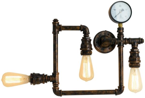 LED Innen Wandleuchte 3-flammig in Wasserrohr Optik, Rost
